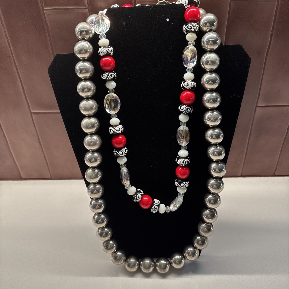 Lot Of 2 Beaded Necklaces, 1 Glass